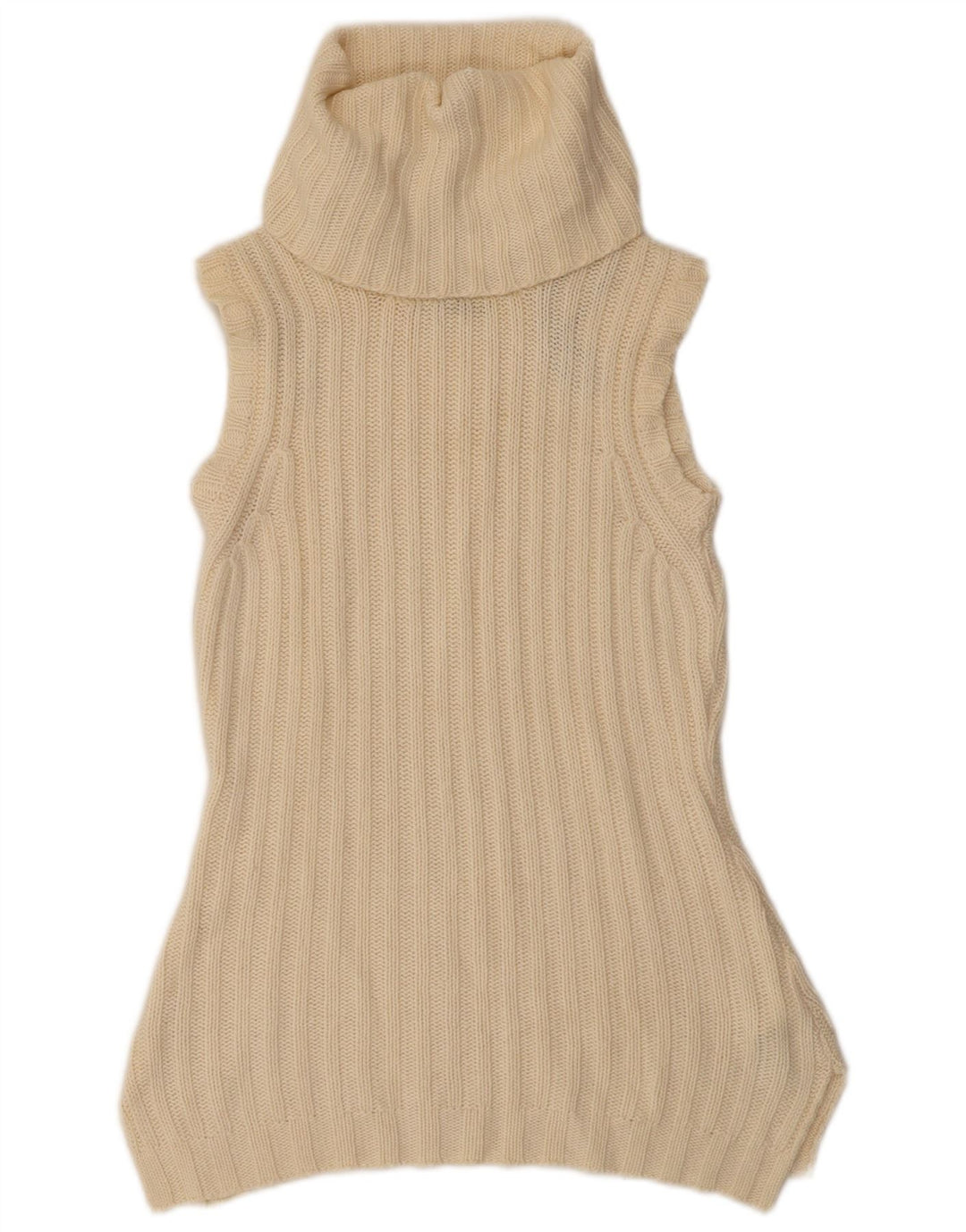 Massimo Dutti Dame Sleeveless Roll Neck Jumper Sweater UK 12 Medium Beige