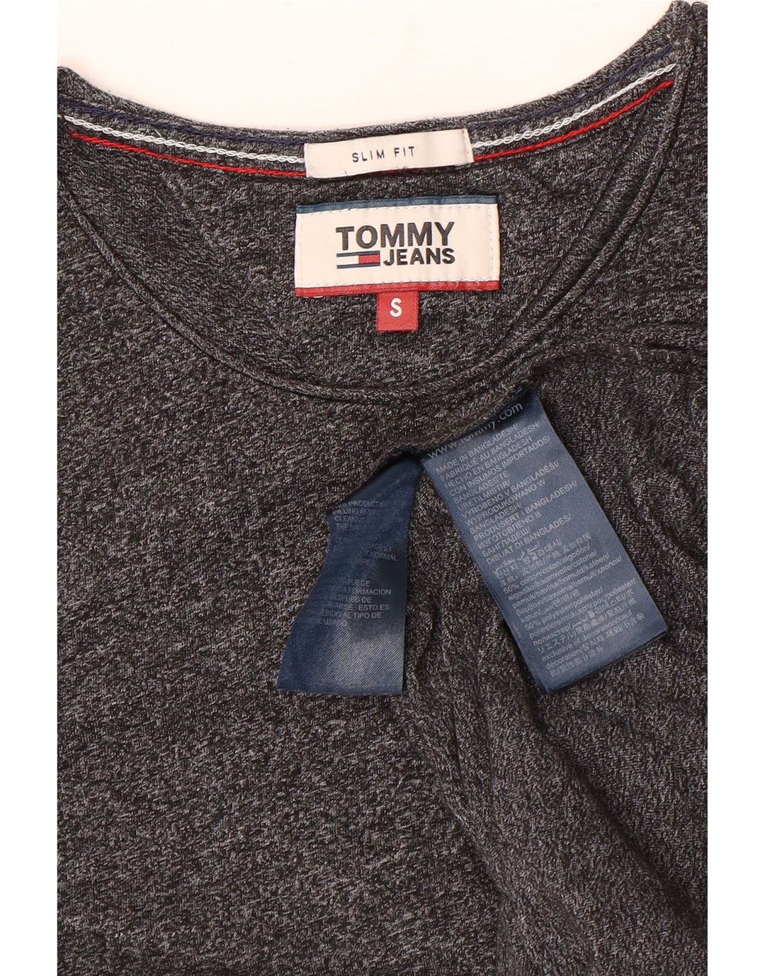 Tommy Hilfiger Herre Slim Fit T-Shirt Top Lille Grå Flecked Bomuld