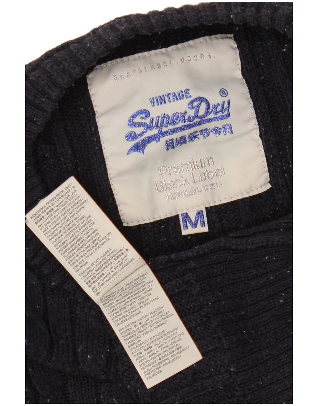 SUPERDRY Dame Boat Neck Jumper Sweater UK 12 Medium Navy Blue Bomuld