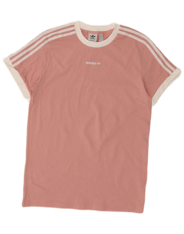 Adidas Dame T-Shirt Top UK 8 Small Pink Colourblock Bomuld