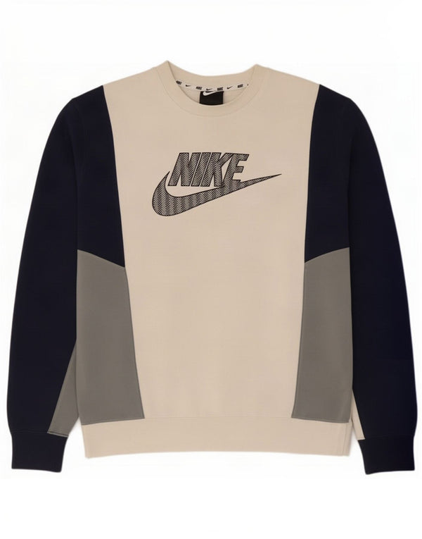 Nike grafisk sweatshirt til mænd Medium Hvid Colourblock Bomuld