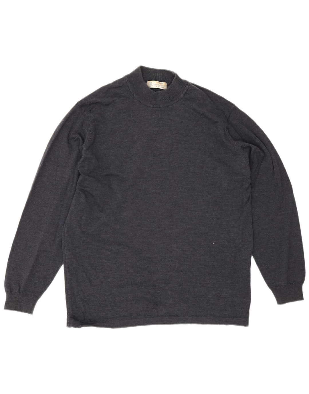 Marks & Spencer Herre Turtle Neck Jumper Sweater Stor marineblå Merinould