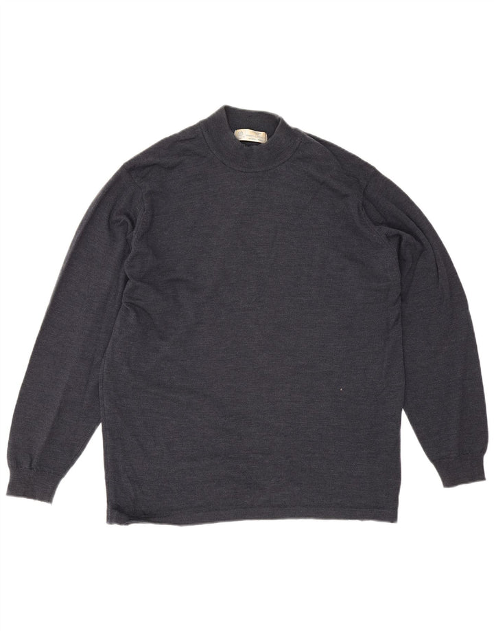 Marks & Spencer Herre Turtle Neck Jumper Sweater Stor marineblå Merinould
