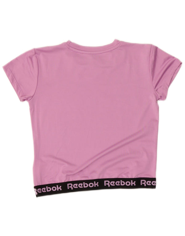 REEBOK Girls Crop Graphic T-Shirt Top 14-15 Years Purple Polyester