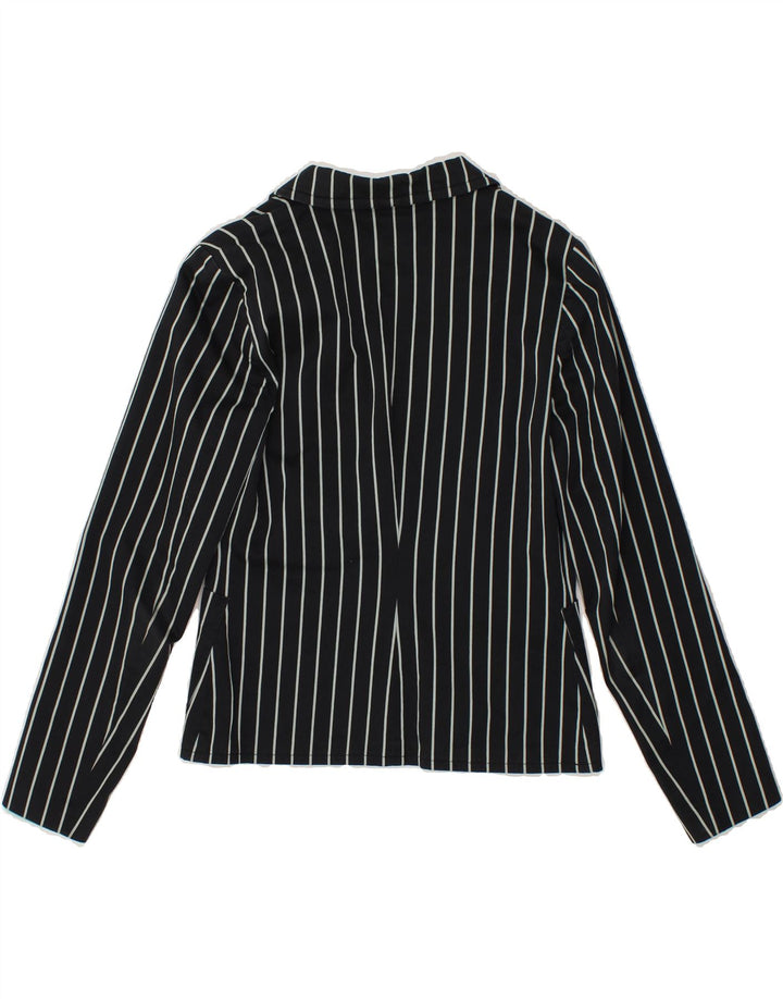 LACOSTE Womens 2 Button Blazer Jacket Size 40 Medium Black Striped Cotton Vintage Lacoste and Second-Hand Lacoste from Messina Hembry 