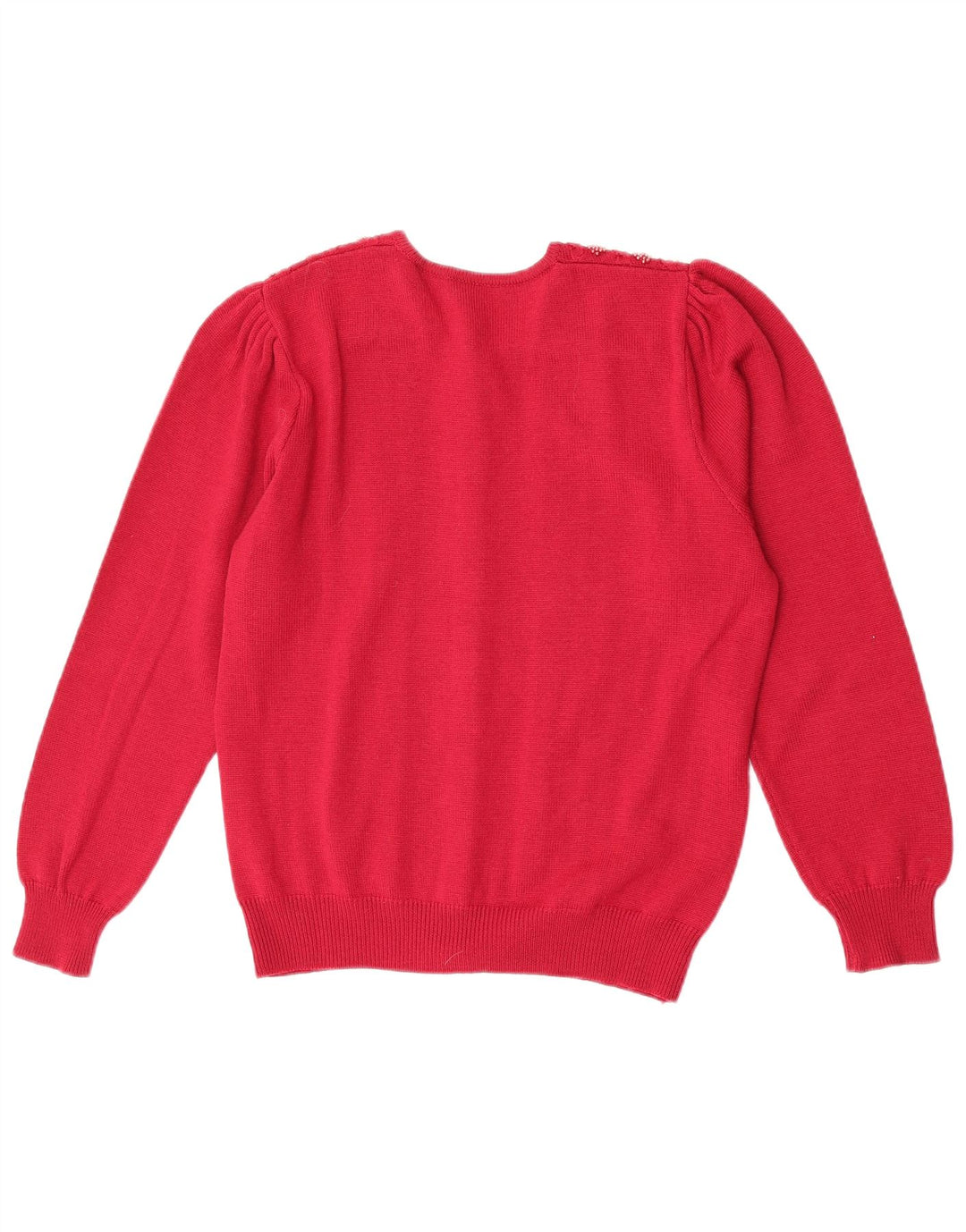 Vintage dame cardigan sweater UK 14 Medium Red Virgin Wool