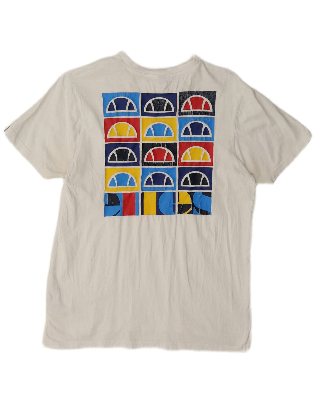 Ellesse Dame Grafisk T-Shirt Top UK 14 Medium Hvid Bomuld