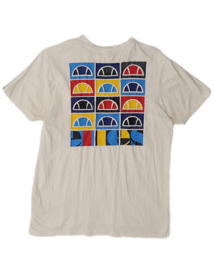 Ellesse Dame Grafisk T-Shirt Top UK 14 Medium Hvid Bomuld