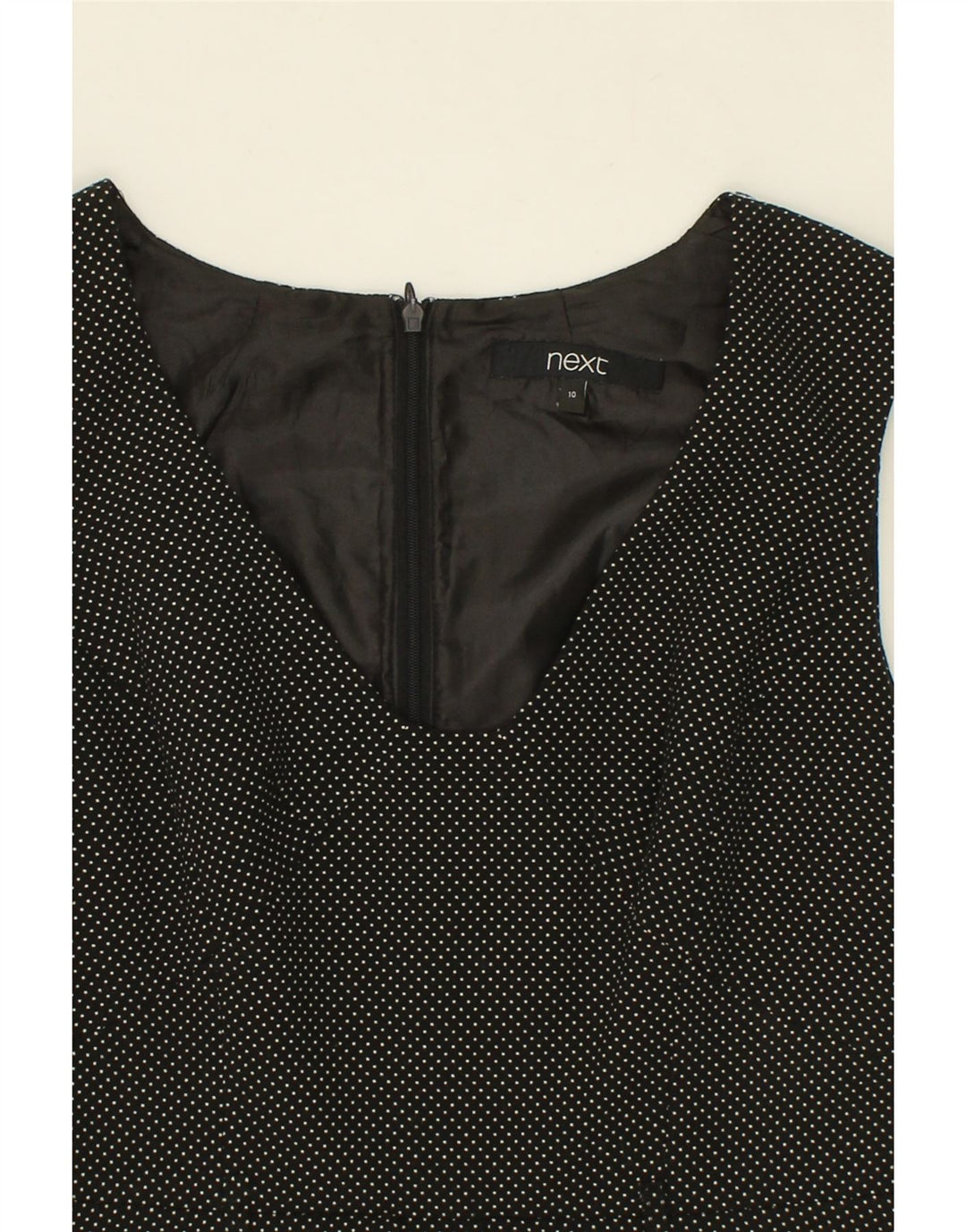 NEXT Womens Sleeveless Sheath Dress UK 10 Small Black Polka Dot Polyester Vintage Next and Second-Hand Next from Messina Hembry 