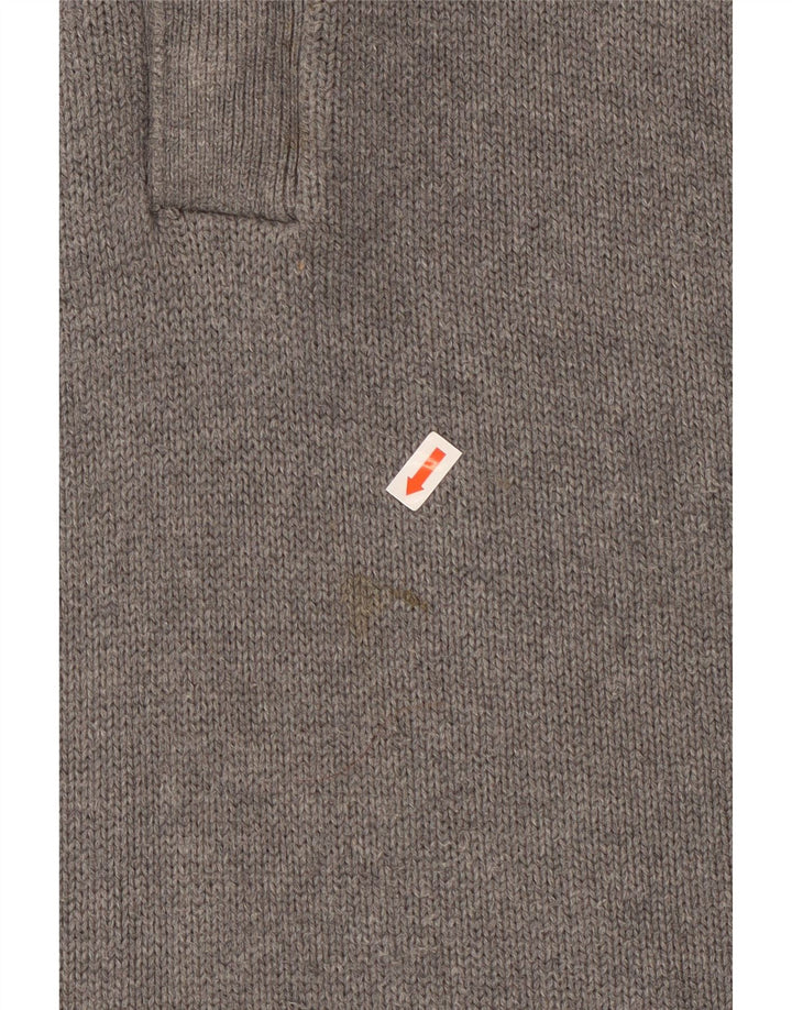 JAMES PRINGLE Herre Button Neck Jumper Sweater Stor Grå Bomuld