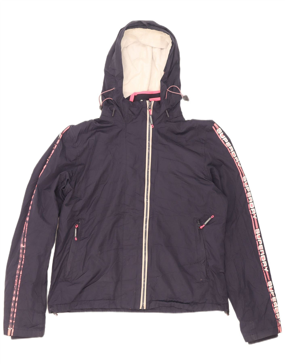 Superdry Graphic Windbreaker Jacket til kvinder UK 16 Large Navy Blue