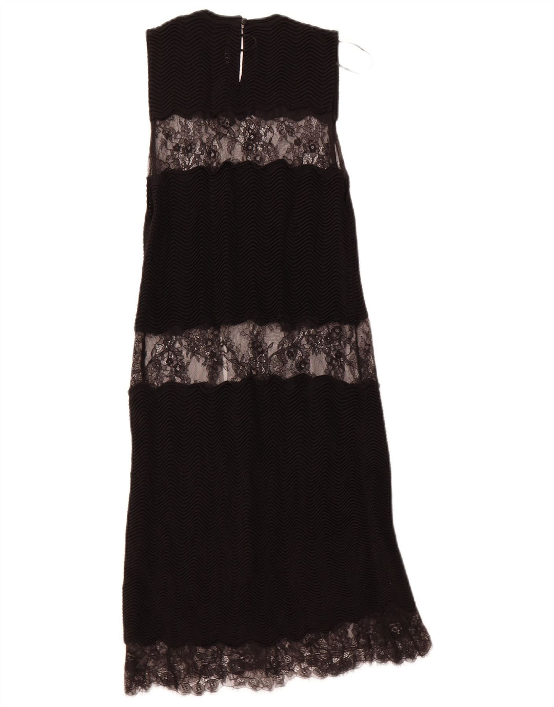 ZARA Dame ærmeløs Lace Maxi Dress UK 8 Small Black Viscose
