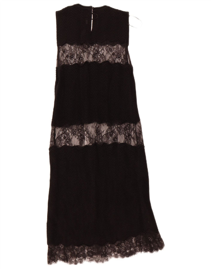 ZARA Dame ærmeløs Lace Maxi Dress UK 8 Small Black Viscose