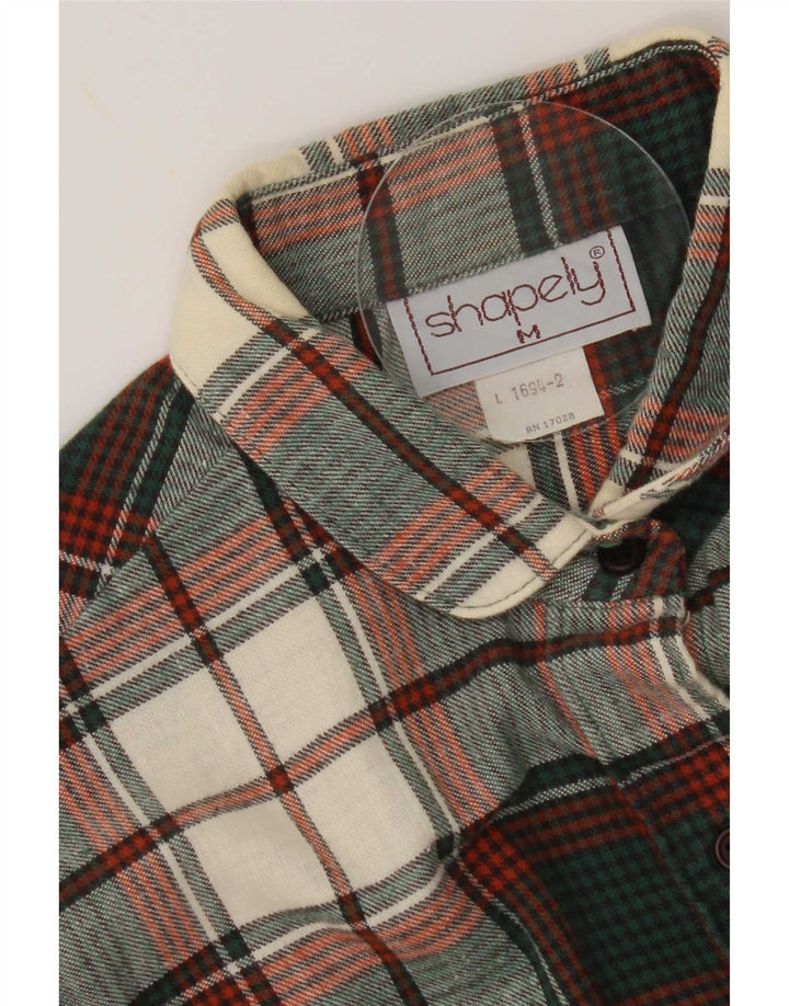 Vintage dame flannel skjorte UK 14 mellemgrøn ternet bomuld