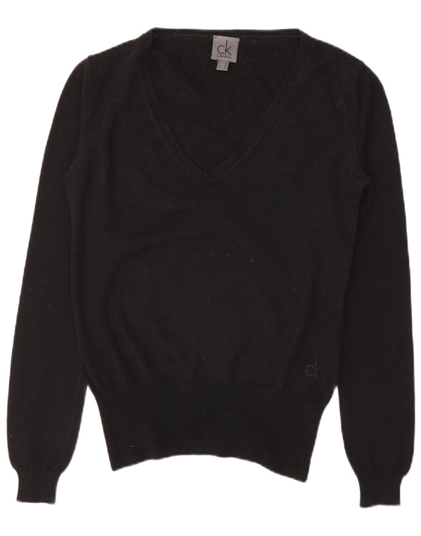 Calvin Klein Dame V-hals sweater UK 16 Stor sort jomfruuld