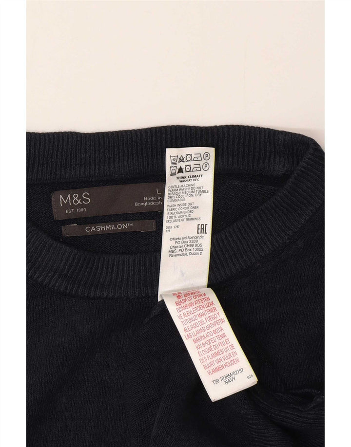 Marks & Spencer Herre sweater med rund hals, stor marineblå akryl
