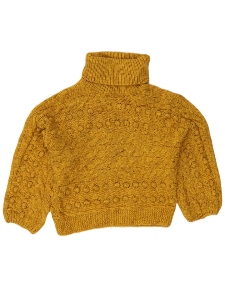 MARKS & SPENCER Dame Crop Roll Neck sweater UK 10 Small Yellow