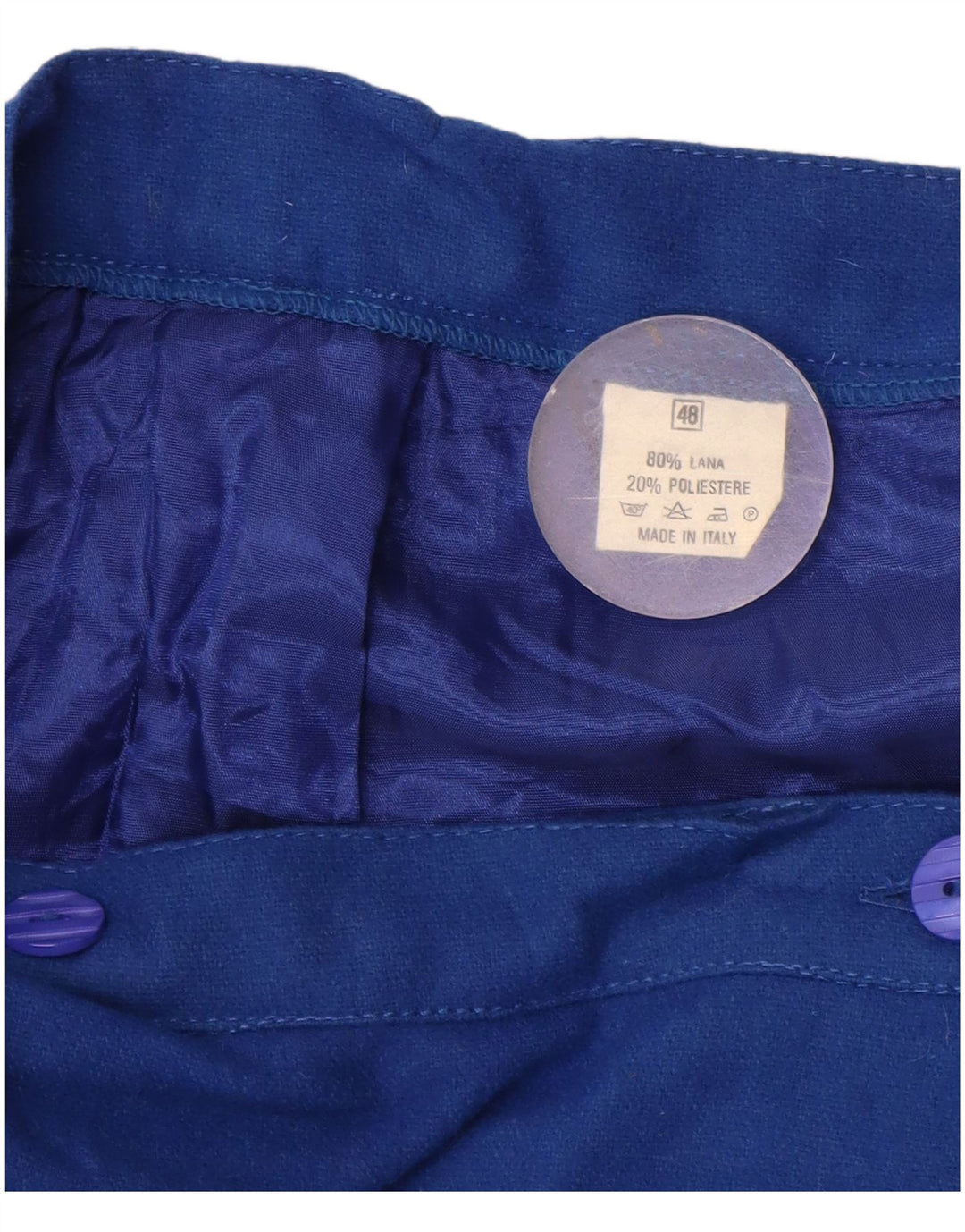 Vintage dameomslagsnederdel IT 48 XL W38 blå blomsteruld