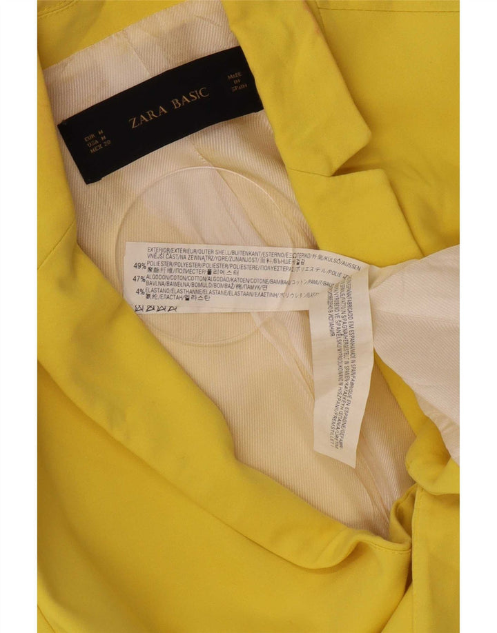 Zara Dame 1 Knap Blazer Jacket UK 12 Medium Gul Polyester