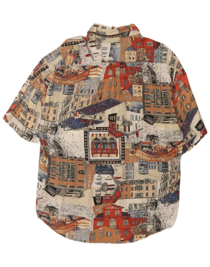 Vintage herre grafisk kortærmet skjorte 2XL flerfarvet