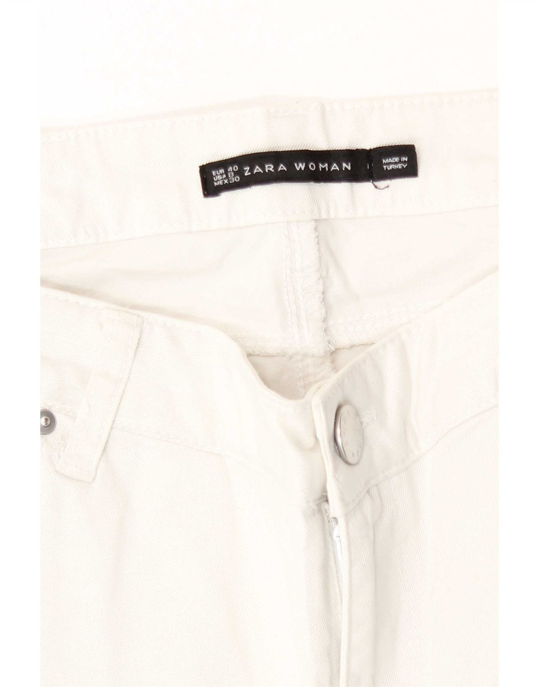 Zara Dame Straight Jeans EU 40 Medium W30 L30 Hvid Bomuld