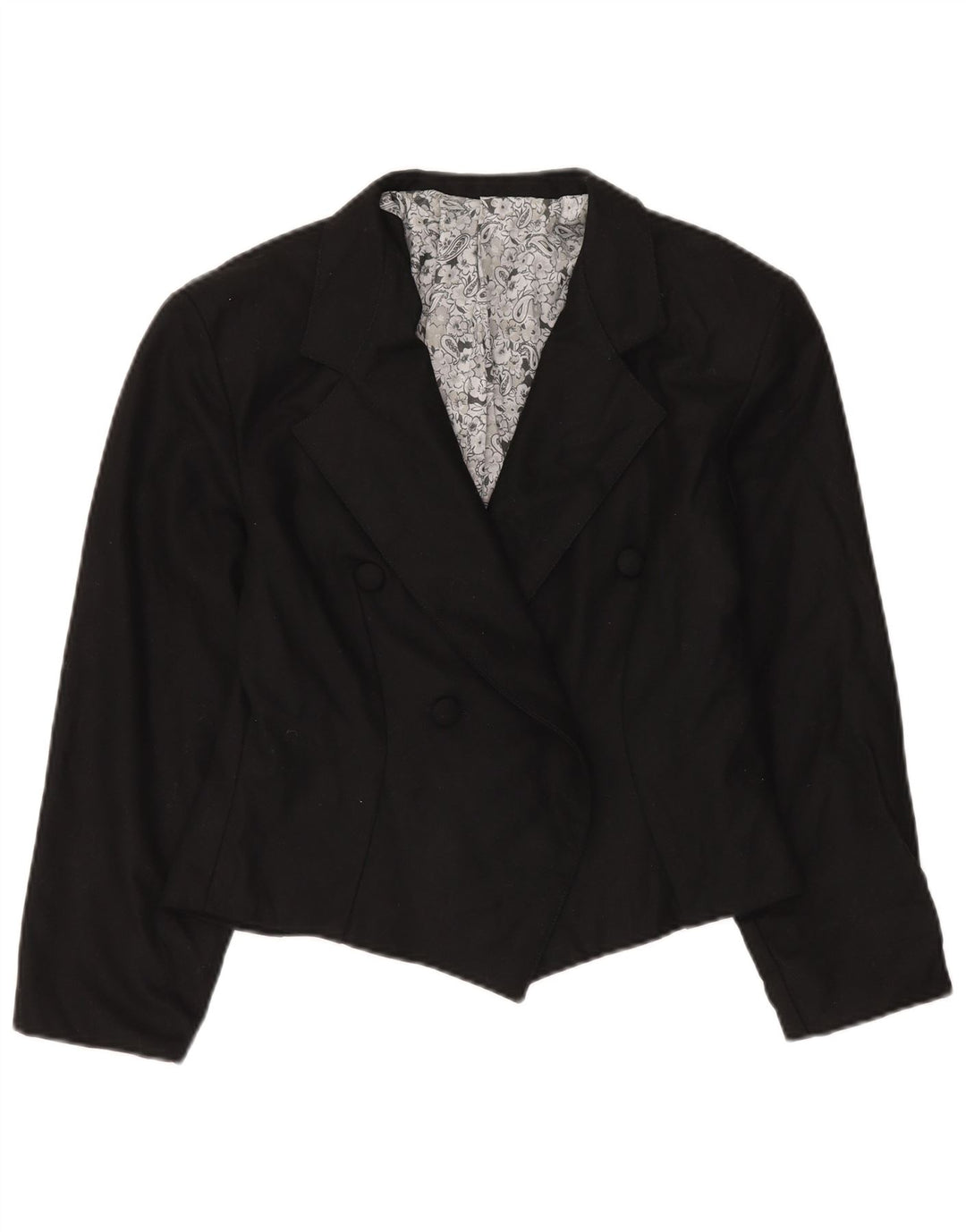 Vintage Dame Dobbeltradet Blazer Jacket UK 14 Medium Sort Uld