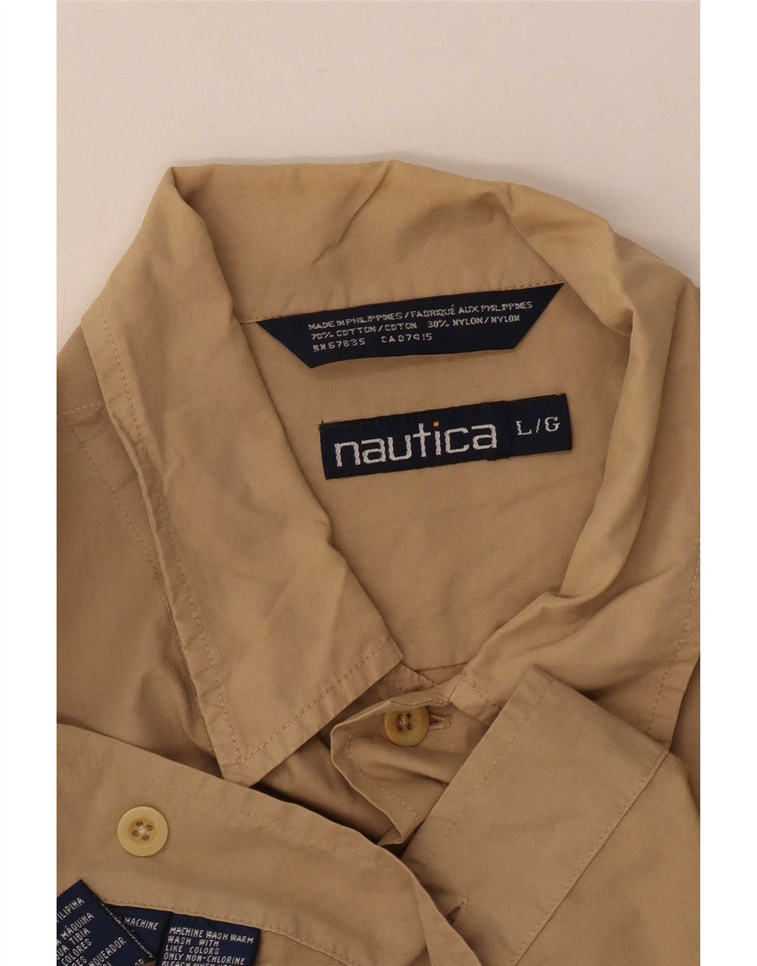 Nautica Kortærmet Herreskjorte Stor Beige Bomuld