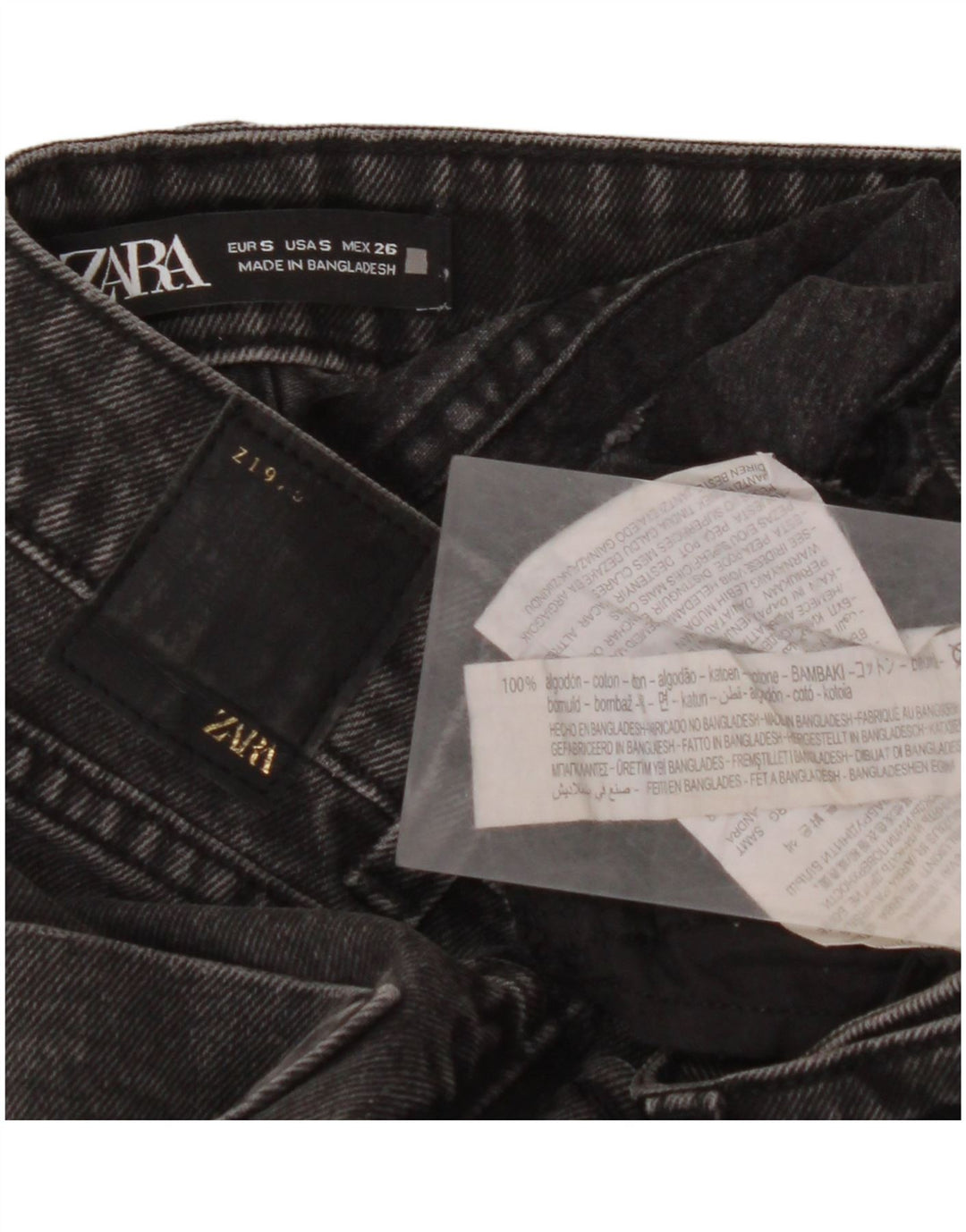 ZARA Dame højtaljede denimshorts Små W26 grå bomuld