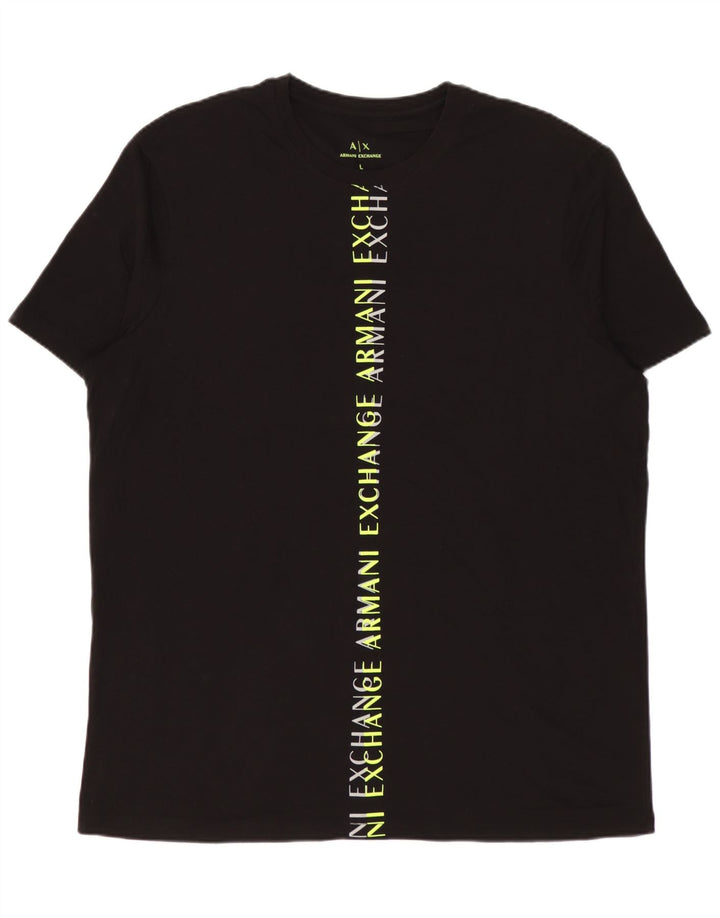 Armani Exchange Herre Grafisk T-Shirt Top Stor Sort Bomuld