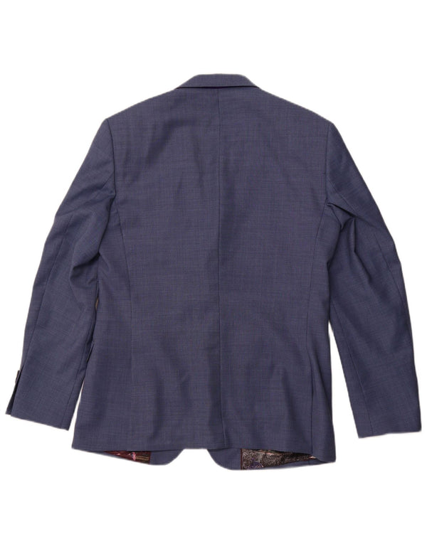 TED BAKER Herre Modern Fit 2 Button Blazer Jacket UK 40 Large Blue Spotted