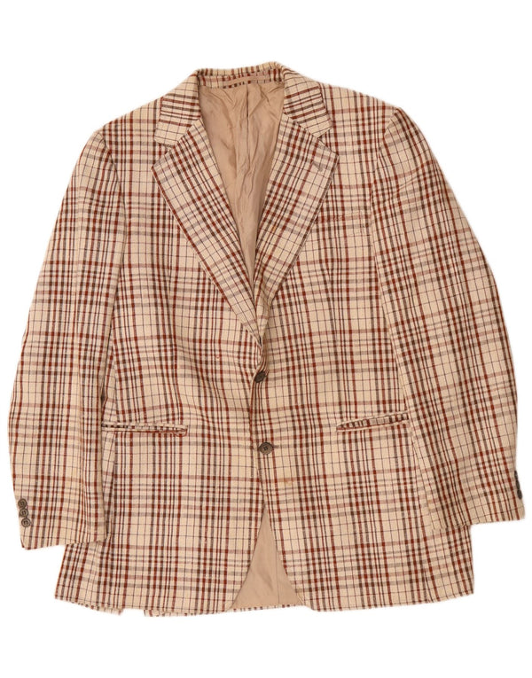 Vintage herre 2-knaps blazerjakke UK 38 Medium Beige Check