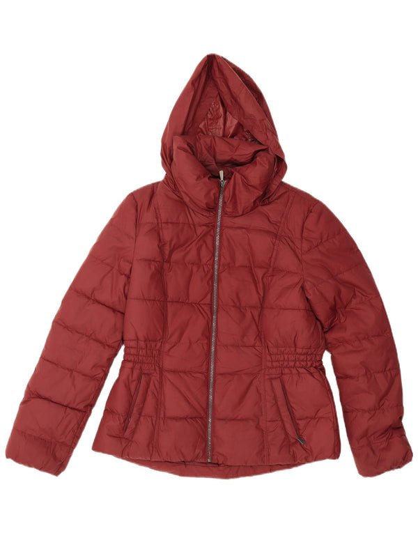 Marks & Spencer Polstret hættejakke til kvinder UK 12 Medium Burgundy Polyester