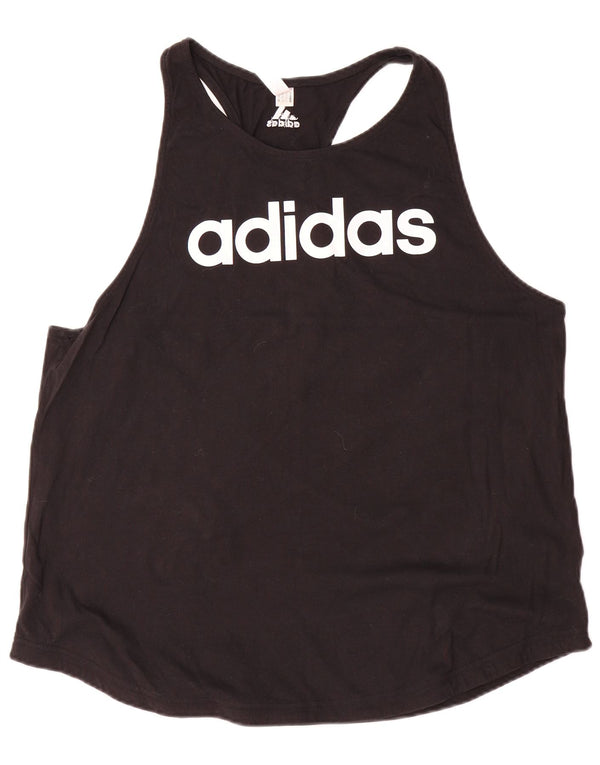 Adidas Dame Grafisk Vest Top UK 24/26 2XL Sort Bomuld