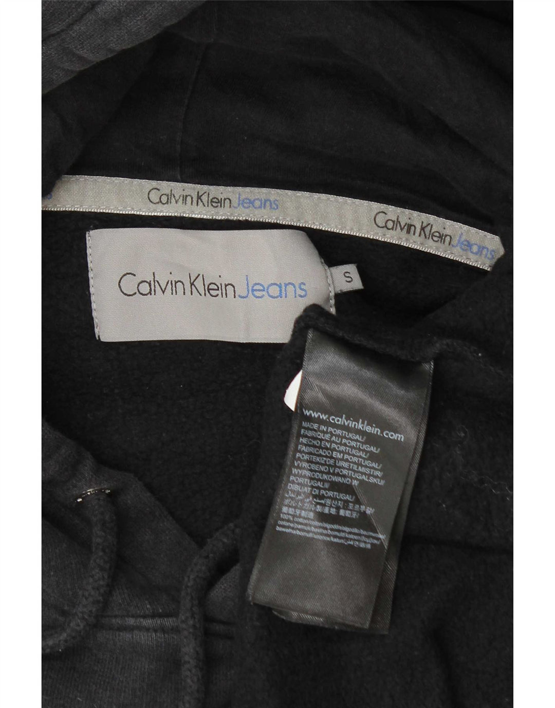 Calvin Klein Grafisk hættetrøje til mænd, lille grå bomuld