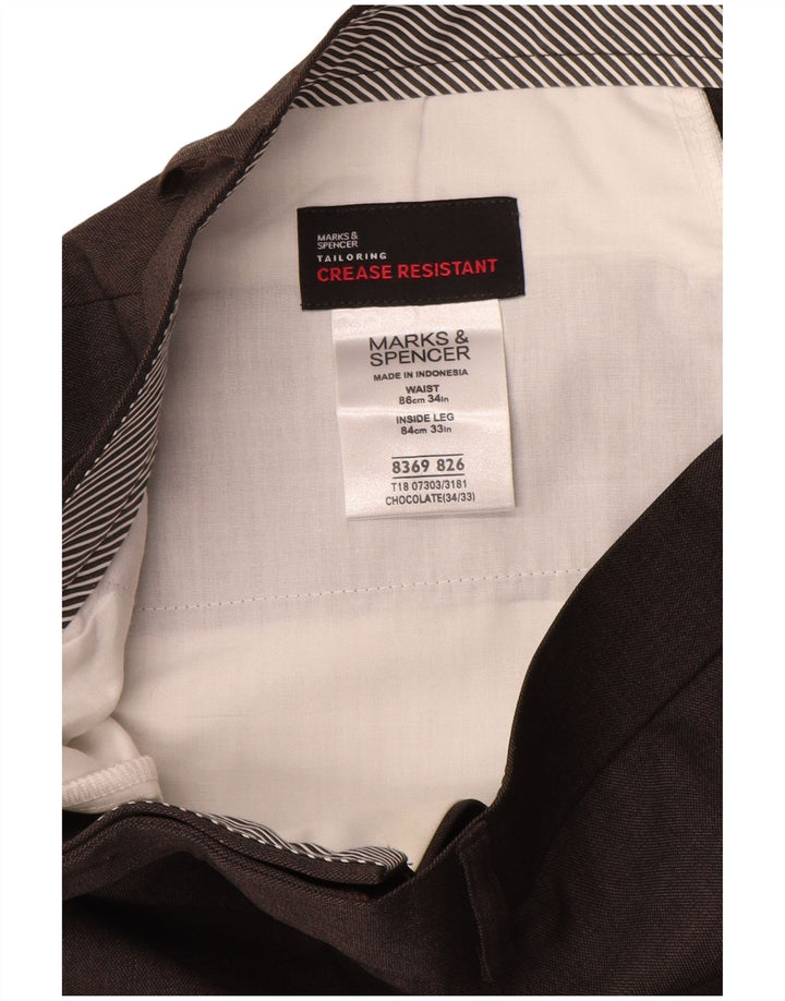 MARKS & SPENCER Lige jakkesæt til mænd W34 L33 Brun polyester