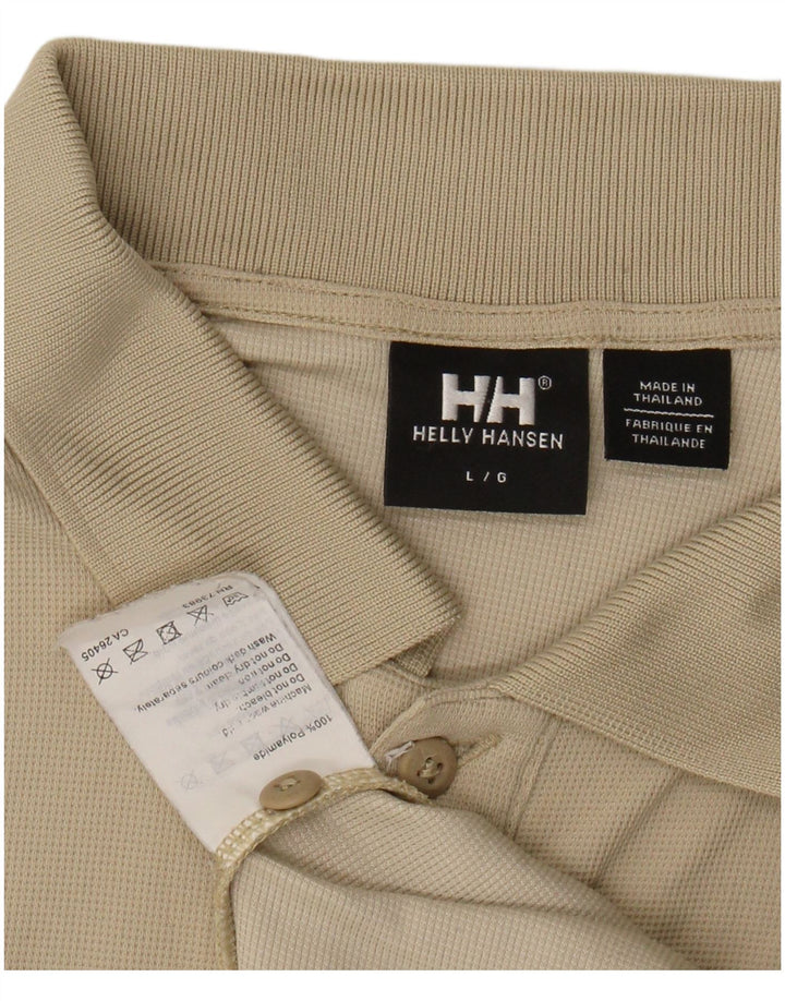 HELLY HANSEN Mens Polo Shirt Large Beige Polyamide