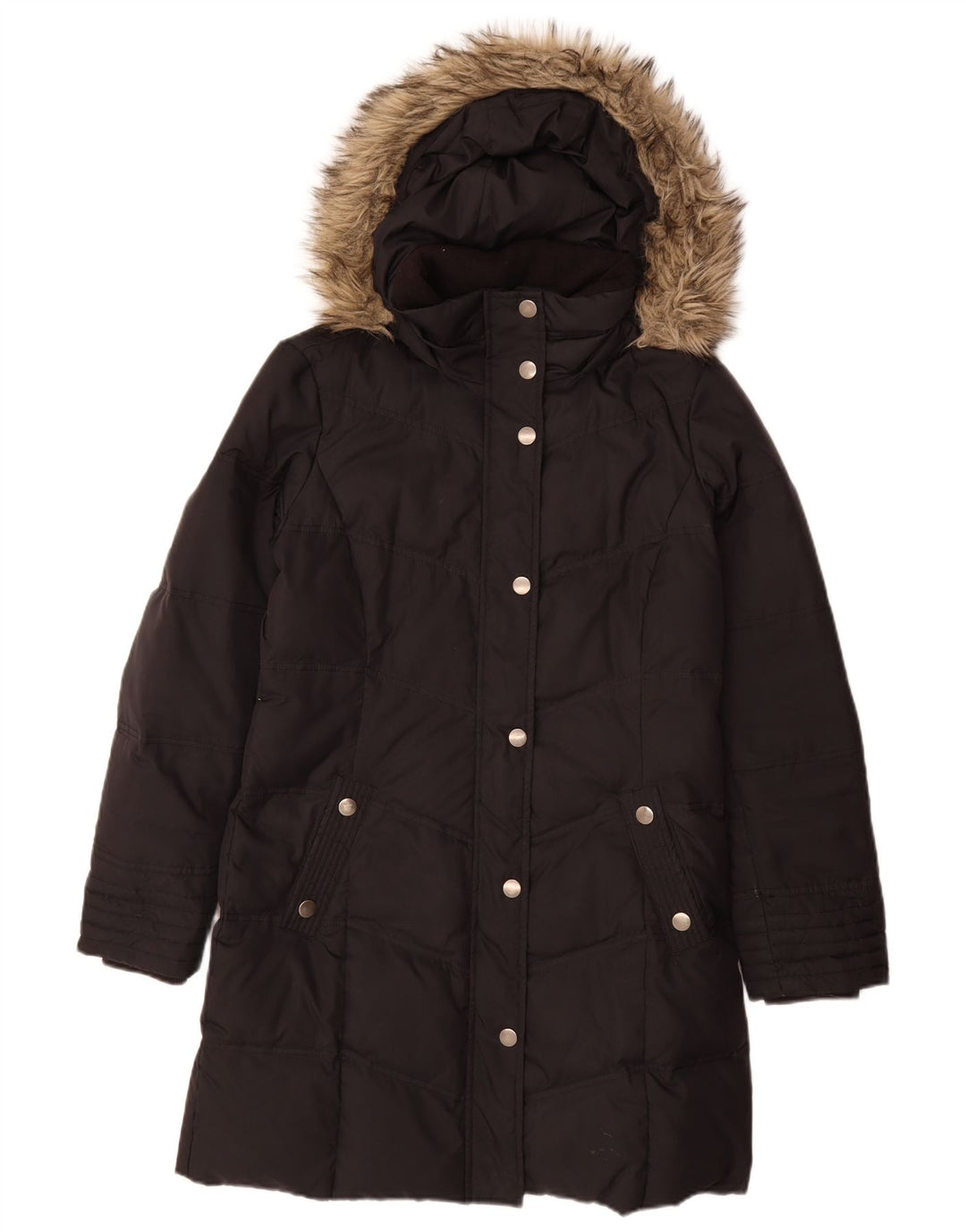 Esprit Dame Hætte Polstret Frakke UK 12 Medium Sort Polyester