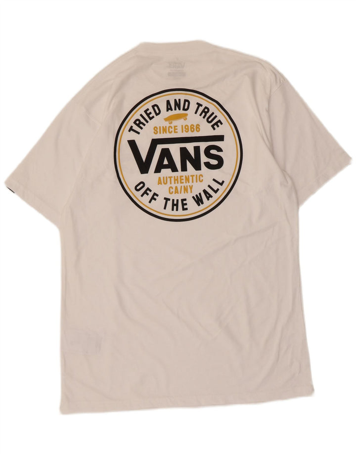 VANS Mens Classic Fit Graphic T-Shirt Top Medium White Cotton