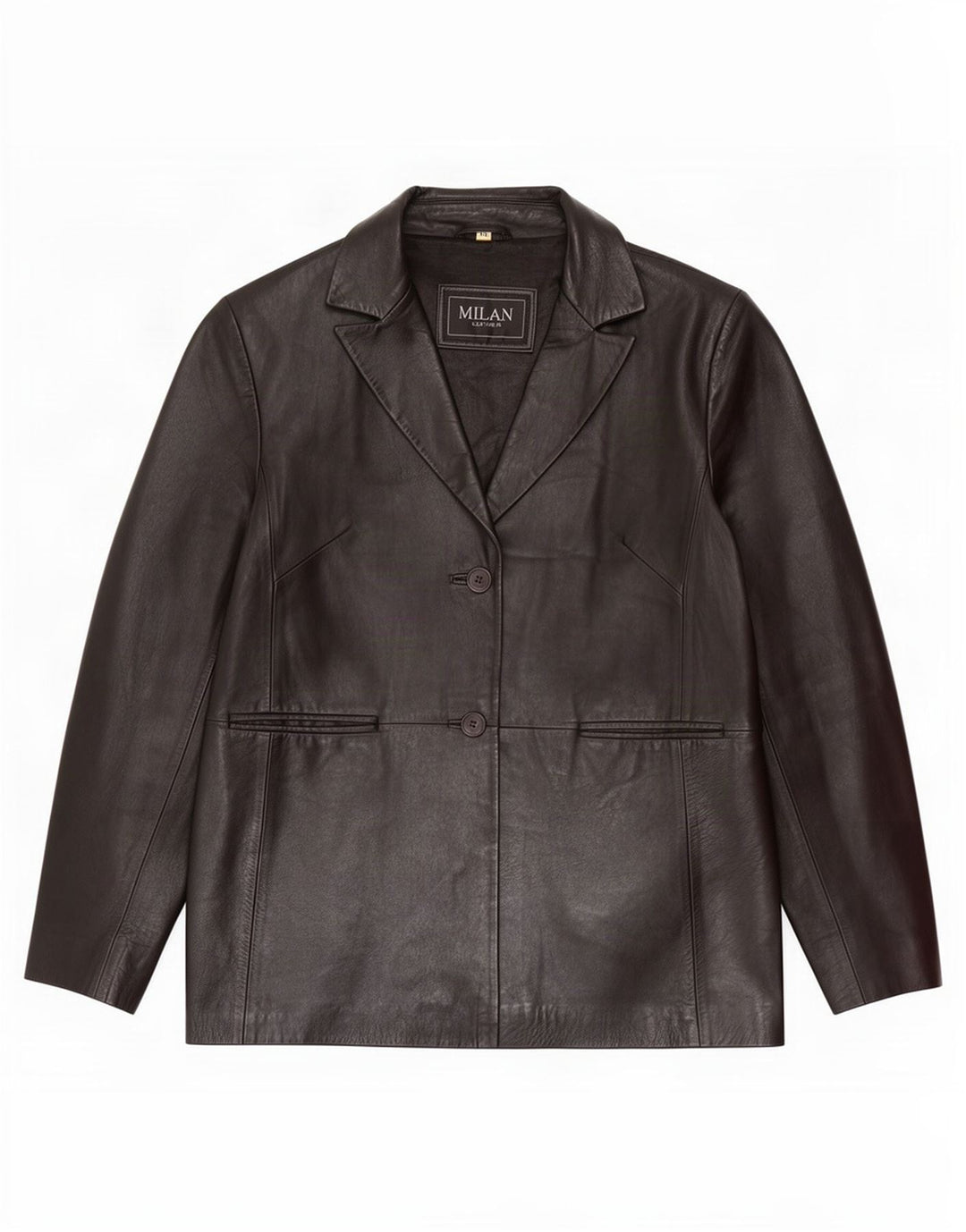 Milan Dame 2 Knaps Læder Blazer Jacket UK 16 Large Sort