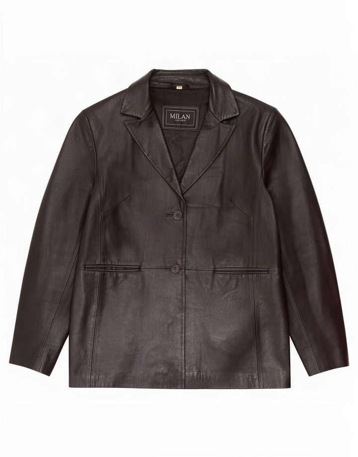 Milan Dame 2 Knaps Læder Blazer Jacket UK 16 Large Sort