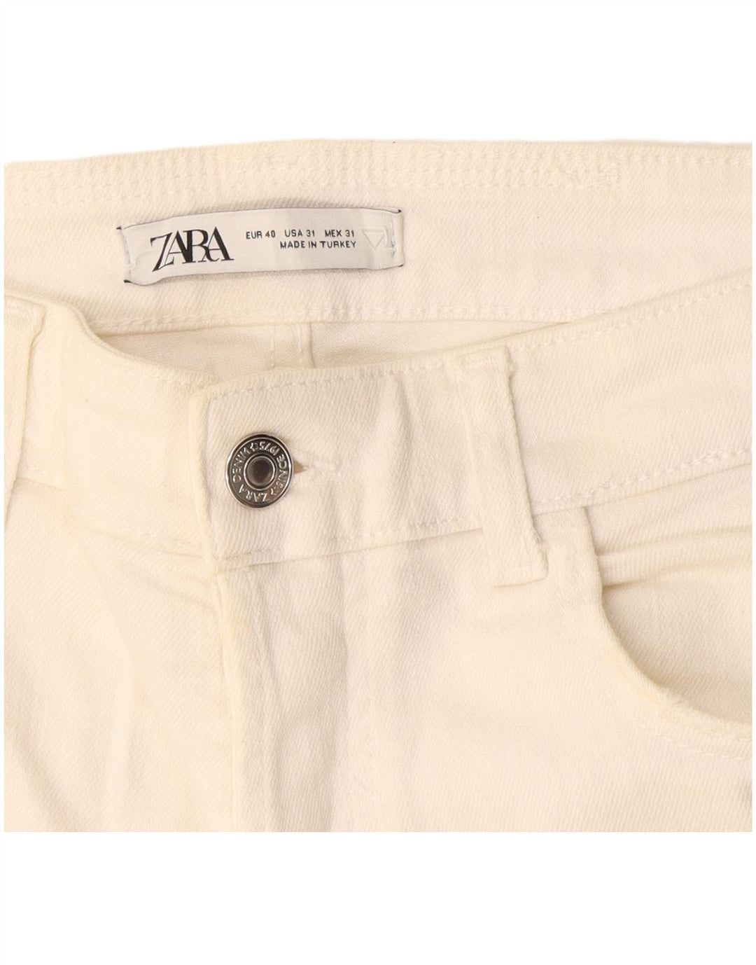 Zara Herre Distressed Slim Jeans EU 40 Medium W31 L27 Off White
