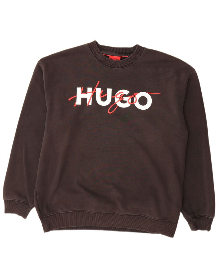 Hugo Boss Herre Grafisk Sweatshirt Jumper XL Sort Bomuld