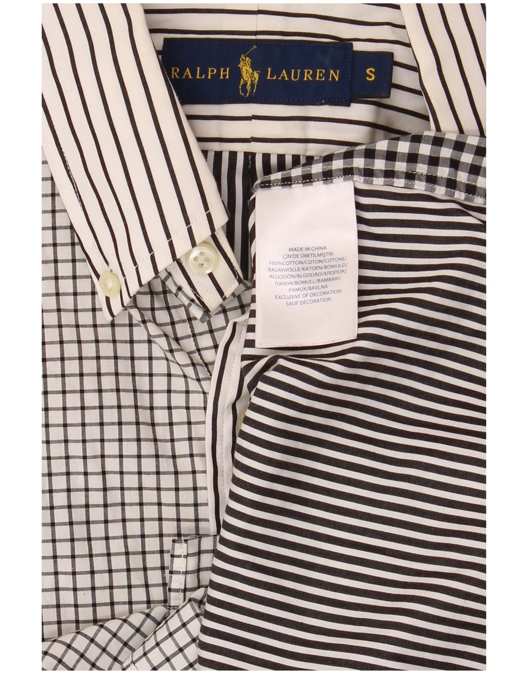 Ralph Lauren herreskjorte lille sort patchwork bomuld