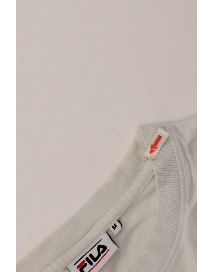 Fila Herre Grafisk T-Shirt Top Medium Hvid Bomuld