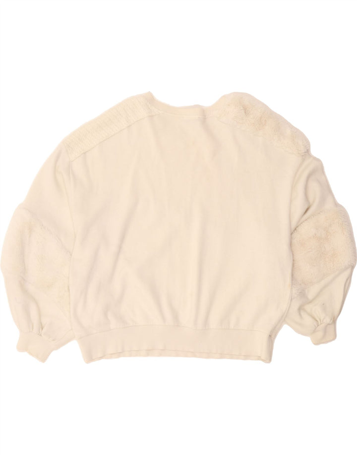 ZARA Womens Oversized Sweatshirt Jumper UK 10 Small White Cotton Vintage Zara and Second-Hand Zara from Messina Hembry 