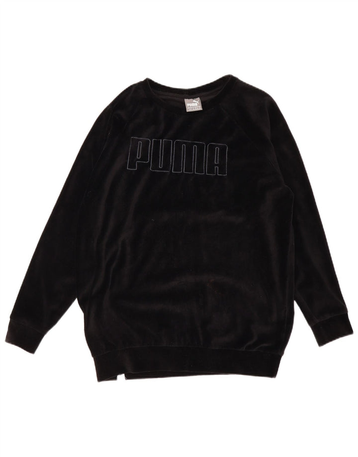 PUMA Dame Oversized grafisk sweatshirt Jumper UK 12 Medium Sort Bomuld