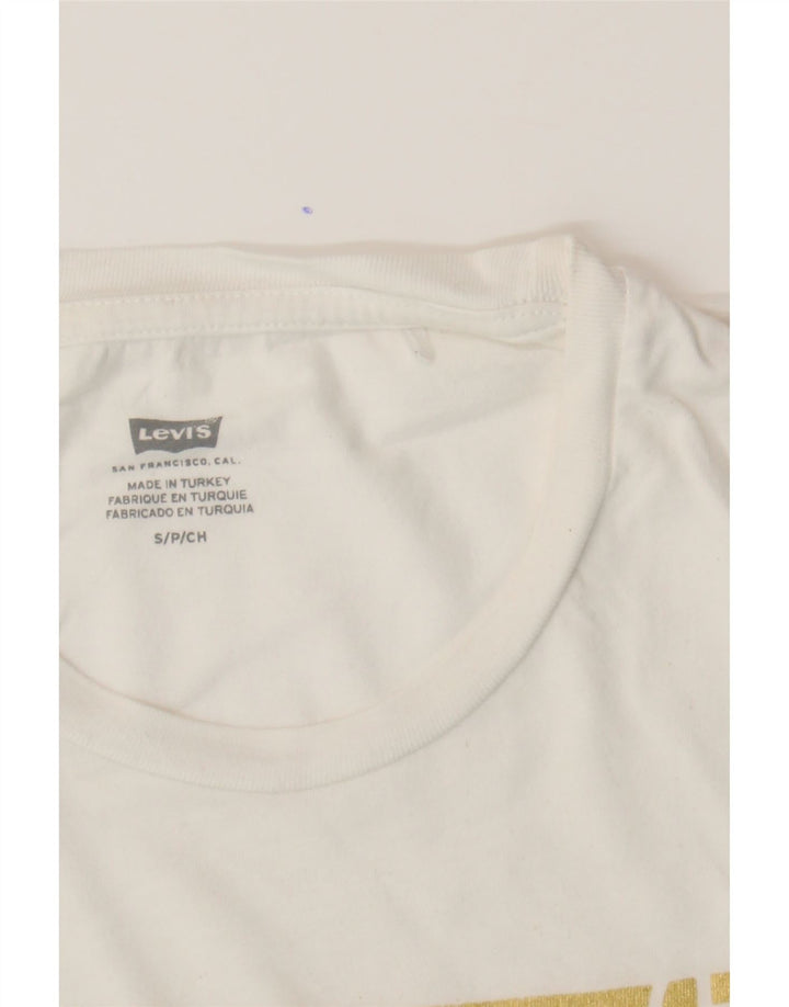 LEVI'S Womens Graphic T-Shirt Top UK 10 Small White Cotton Vintage Levi's and Second-Hand Levi's from Messina Hembry 