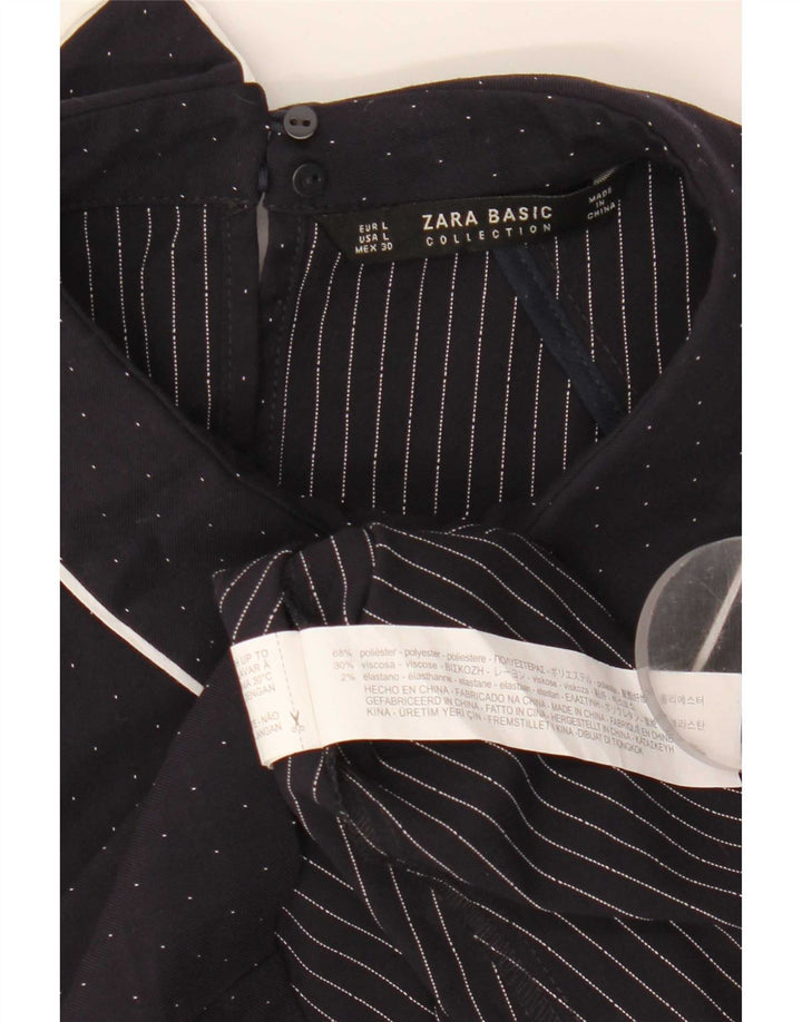 Zara Dame A-Line Kjole UK 14 Stor Marineblå Plettet Polyester