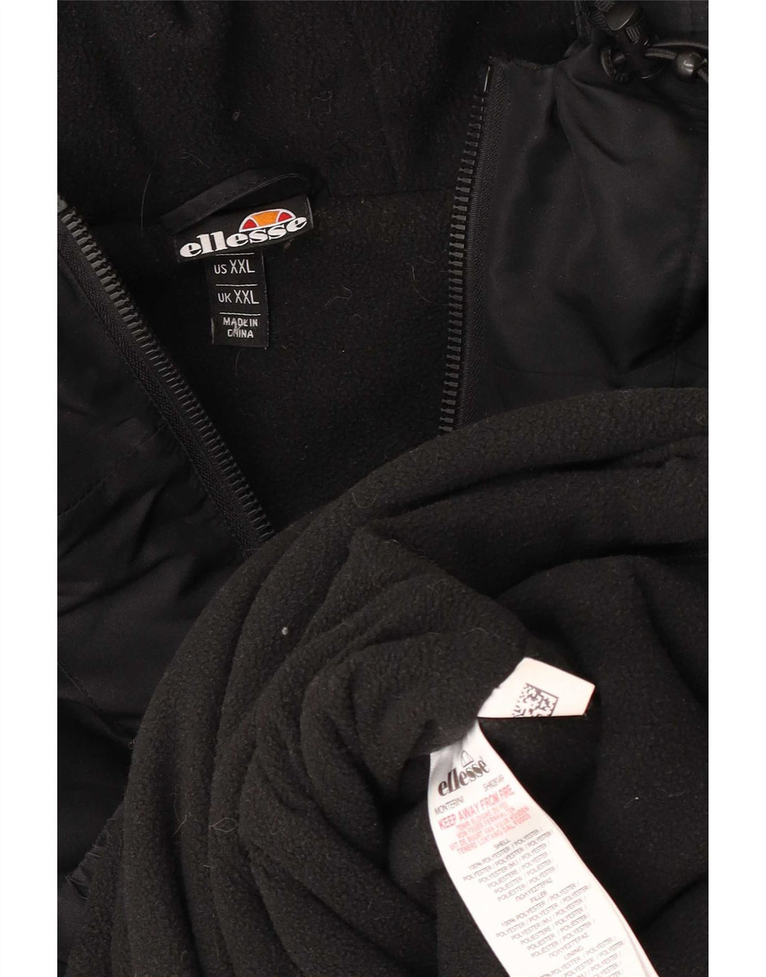 Ellesse Herre Grafisk Hættejakke Anorak UK 44 2XL Sort Polyester