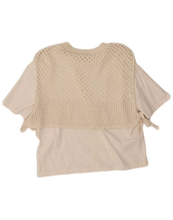 Zara Dame Bluse Top UK 12 Medium White